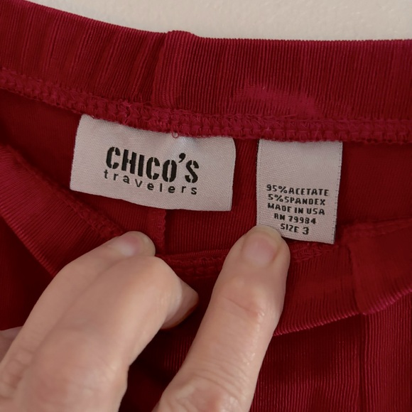 Chico's Travelers Pull On Slinky Red Skirt Size 3 - Picture 4 of 6
